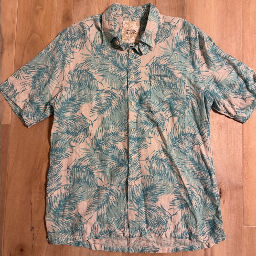 Tasso Elba Island Silk Linen Shirt Size Medium